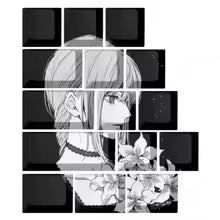 Makima Anime Keycaps Cartoon 129 Keys PBT Keycap Chreey Keycaps Japan Key Cap Dye-sub Mechanical Keyboard Caps for 64/68/71/108
