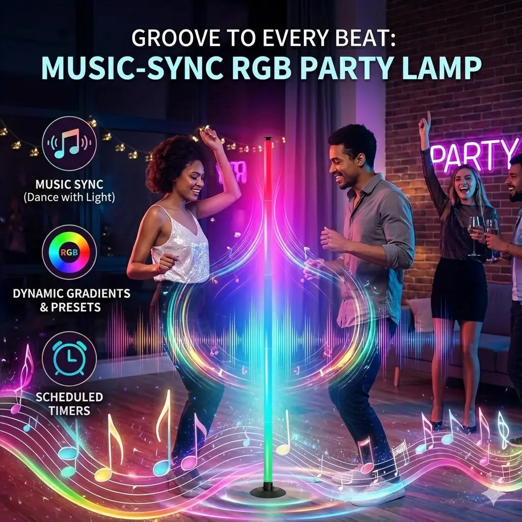 RGB Corner Floor Lamp with Music Sync, Smart LED Ambient Light with App & Remote Control for Bedroom, Gaming Room & Living Room Decor